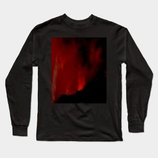 Digital collage, special processing. Red castle, where monster live. But not a monster, source of true love. Red and dim. Long Sleeve T-Shirt